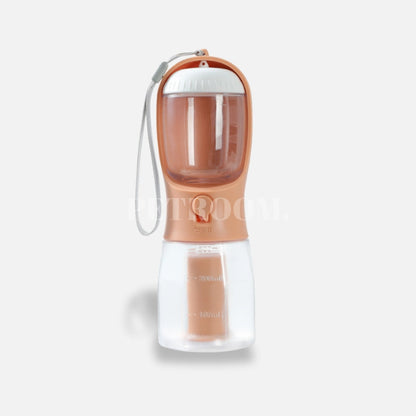 An orange-pink  and white pet bottle