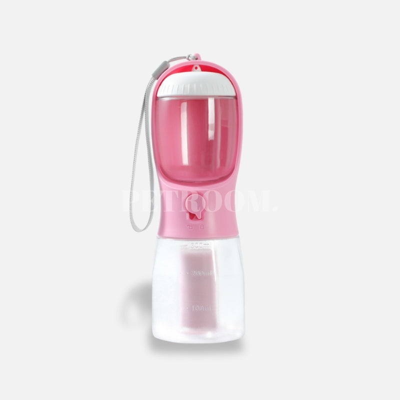 A pink and white pet bottle